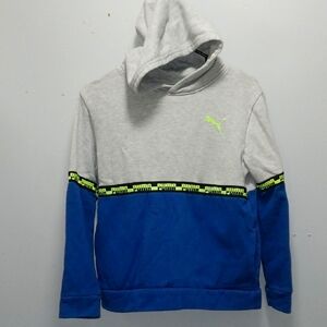 Puma Boy''s Gray and Blue Sweatshirt with Neon Accents Large